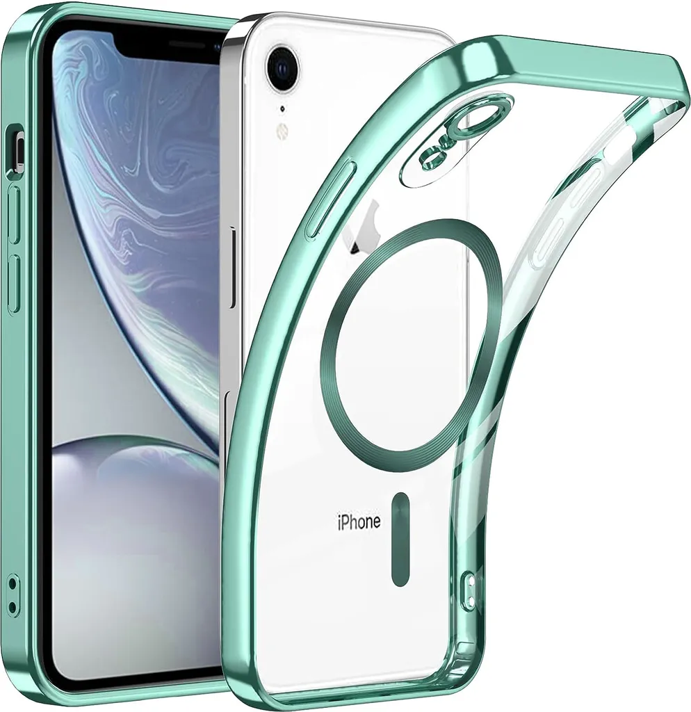 Custodia iPhone XR MagSafe Trasparente con Protezione Camera Verde Chiaro