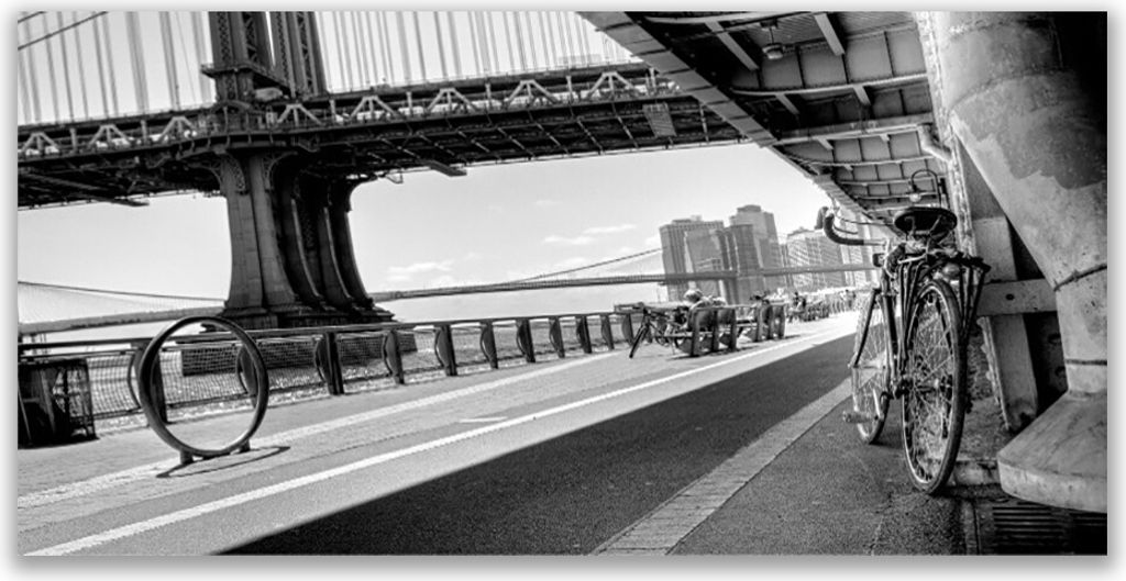 Glasbilder 120x60 Wandbild Druck auf Glas Brücke Straße Fahrrad Architektur