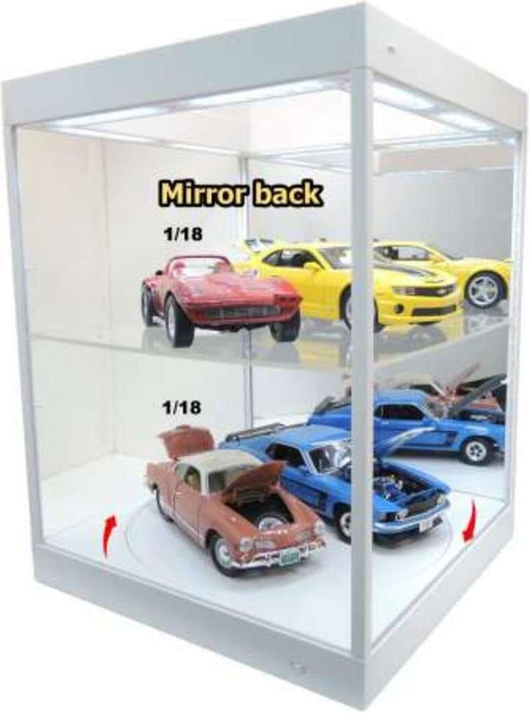 Triple9 LED-Vitrine 1/18 Weiß mit Spiegelrückwand & Drehteller