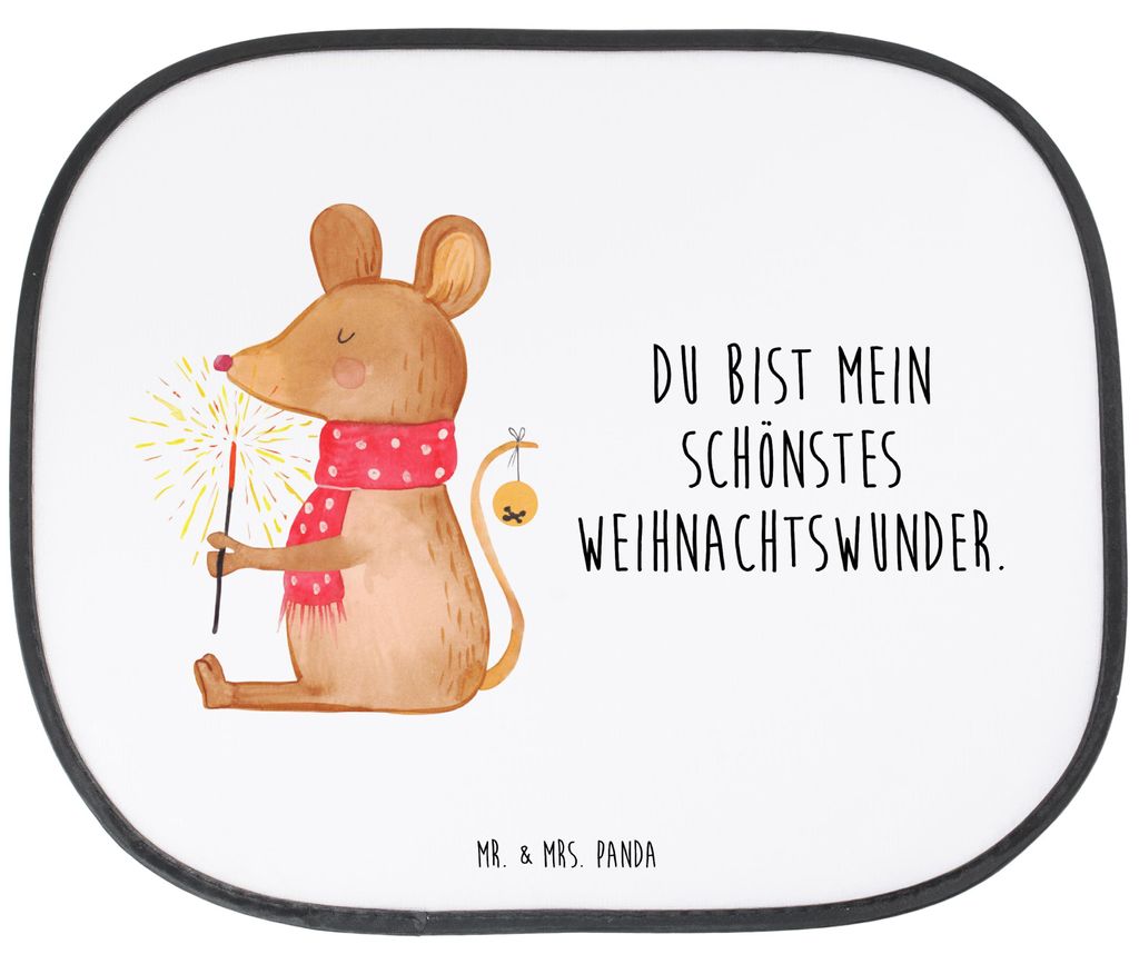 Mr. & Mrs. Panda Auto Sonnenblende Maus Weihnachten - Weiß - Geschenk, Sonnenschutz, saugnapf, Weihnachtsmotiv, Weihnachtswunder, Fürs, Frohe, We...