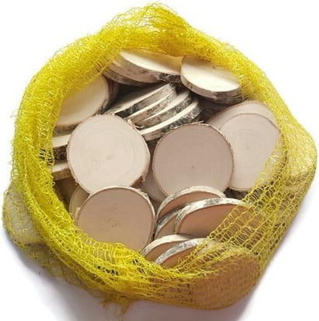 Holzscheibe Birke, Set mit 50 Stück, geschliffene Scheiben Produktbild 