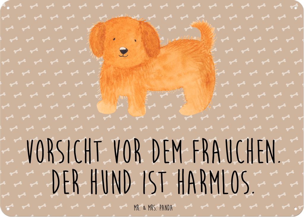 Mr. & Mrs. Panda tafel Hund Flauschig DIN A6 - Hundeglück - Geschenk, Hundeliebe, Türschild, Schild, Niedlich, Wandbild, Deko Blechschild, Sprüc...