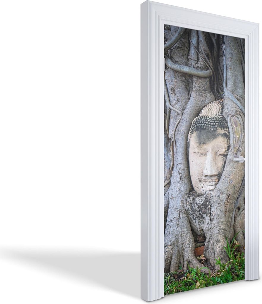 Wandtattoos Türen Selbstklebende Wandsticker Türtapeten - Buddha-Kopf in einem Baum - 85 x 205 cm