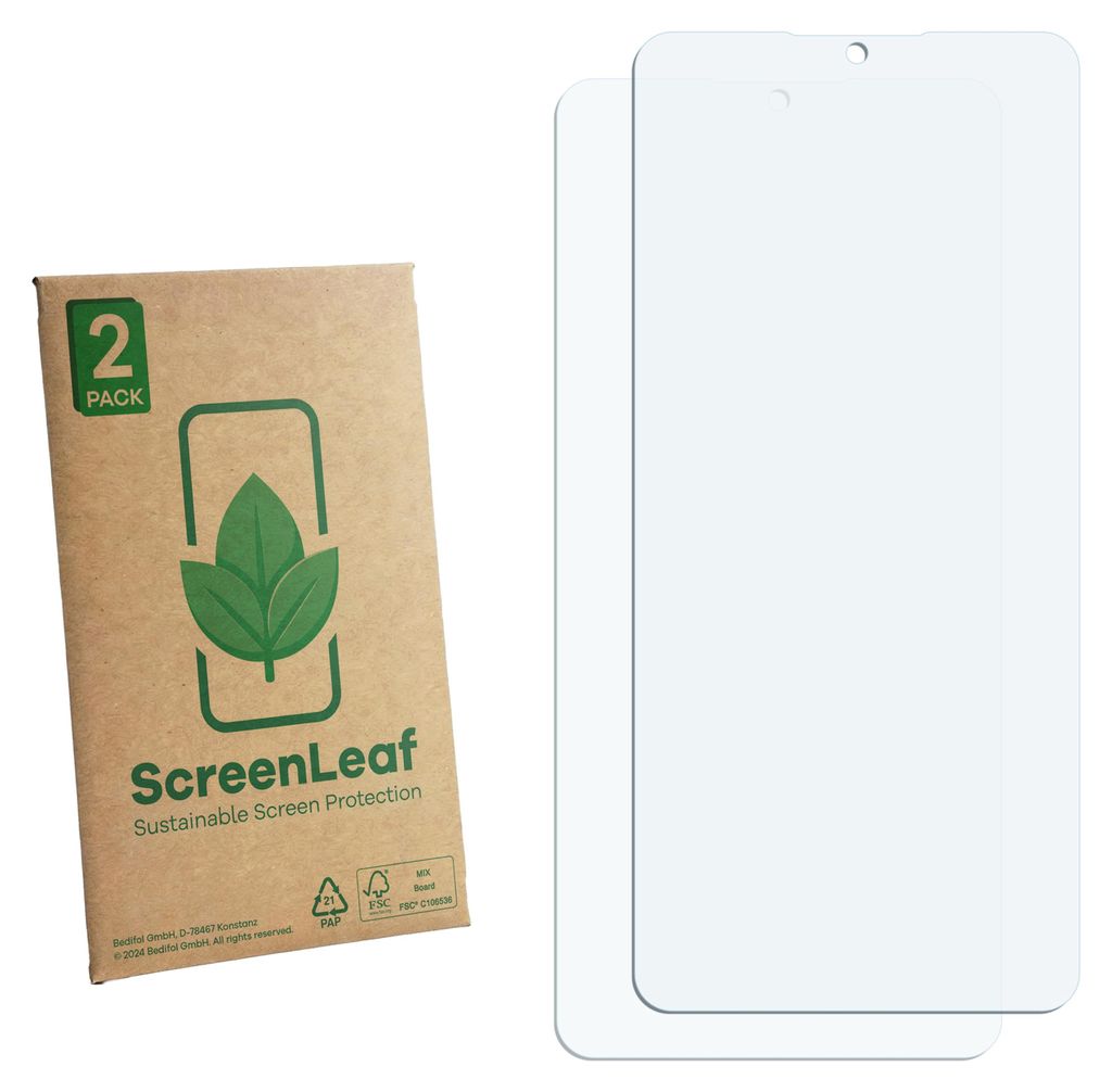 2x ScreenLeaf Schutzfolie für Lava Bold N2 Pro nachhaltiger Displayschutz Display Schutz Folie Klar Transparent