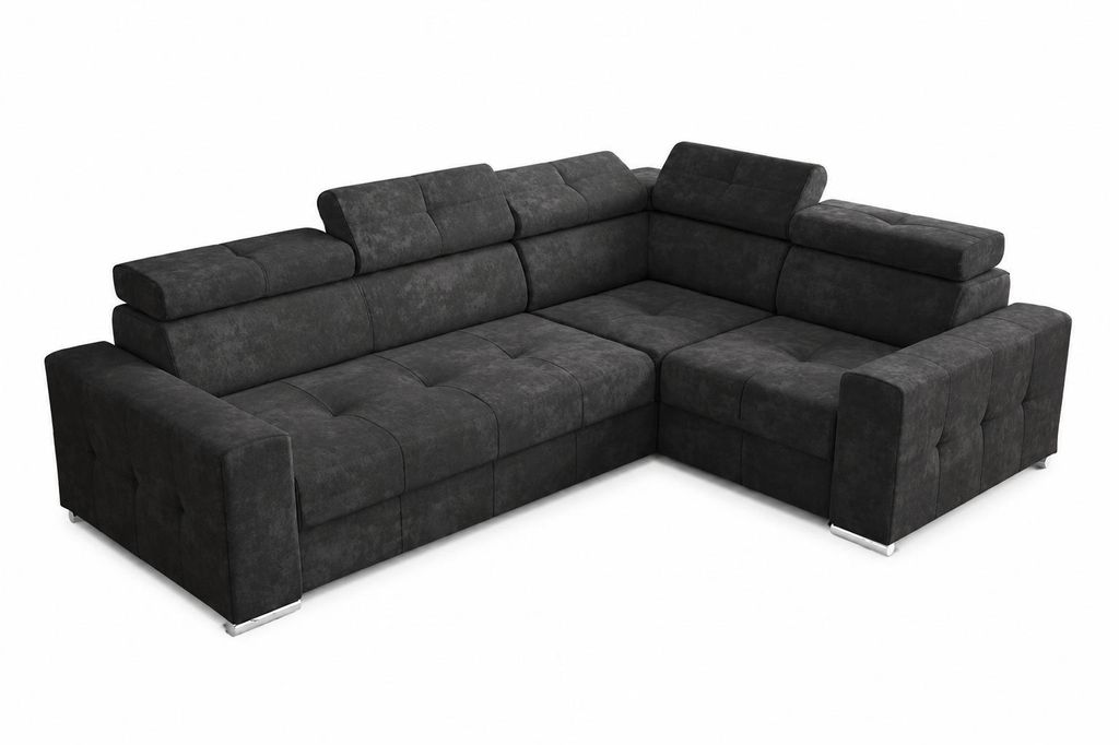 Ecksofa Couch Polsterung Wohnzimmer Leder L-Form Neu Modern Schwarz Design Sofas