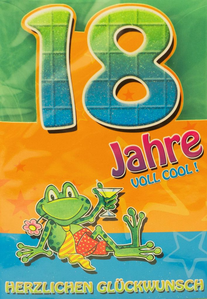 Geburtstagskarte zum 18. Geburtstag, mit Umschlag