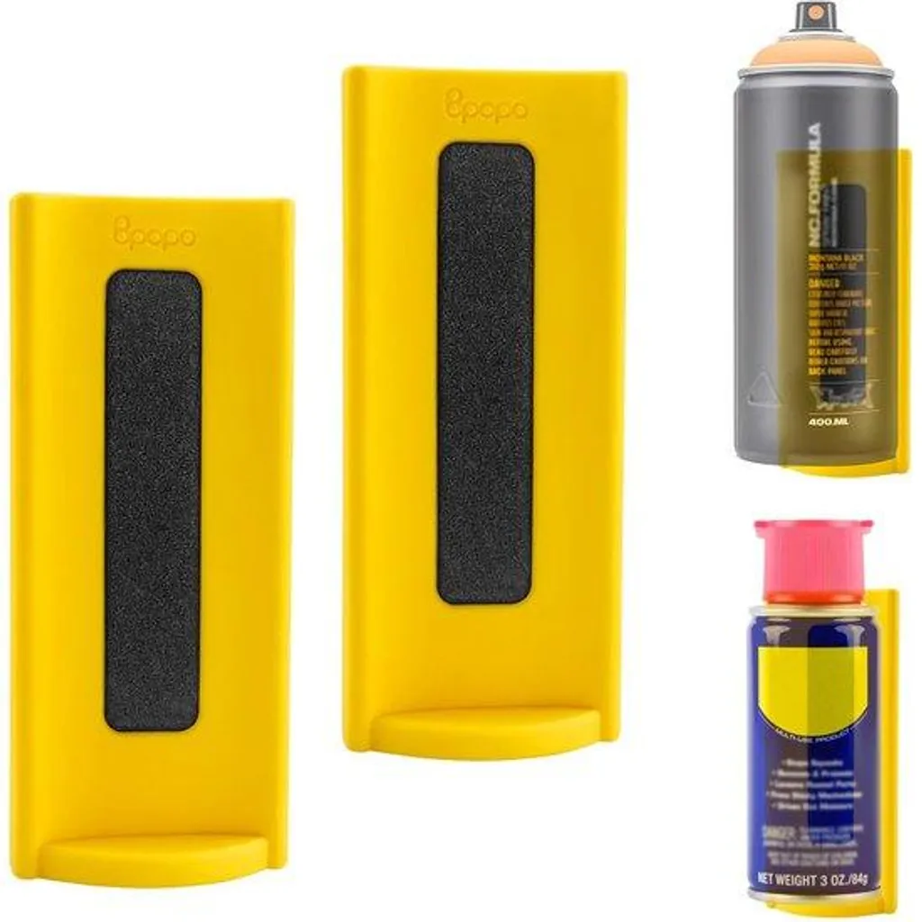Support magnétique pour bombes aérosols et outils - Acier Noir 3 slots