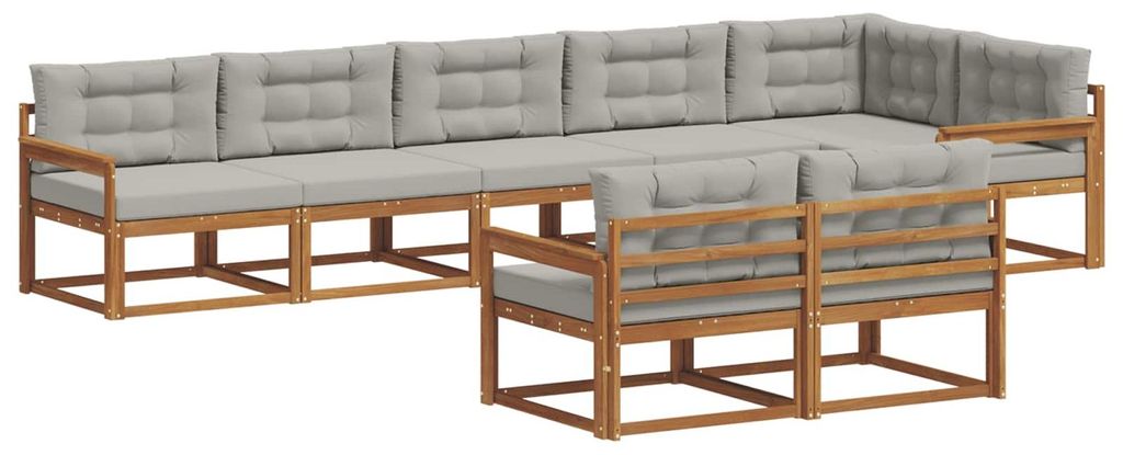 vidaXL Outdoor-Sofagarnitur mit Kissen 8 pcs Natürlich und Hellgrau