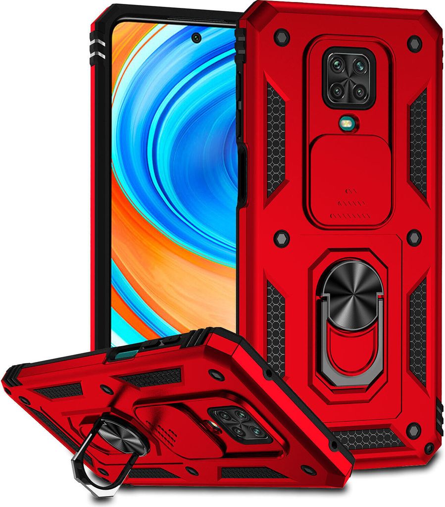 Redmi Note 9 Pro Hülle mit Schiebe Kamera Schutz und Produktbild 