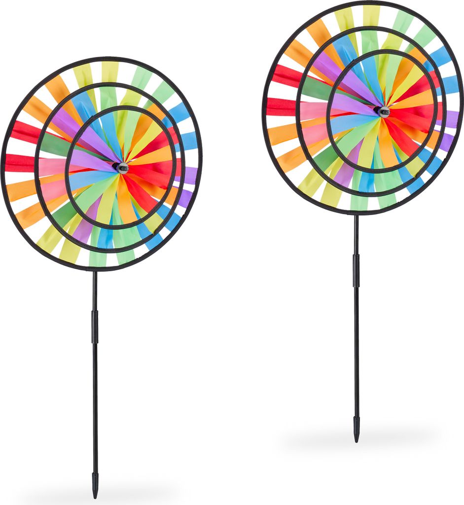 relaxdays Windrad Regenbogen 2er Set