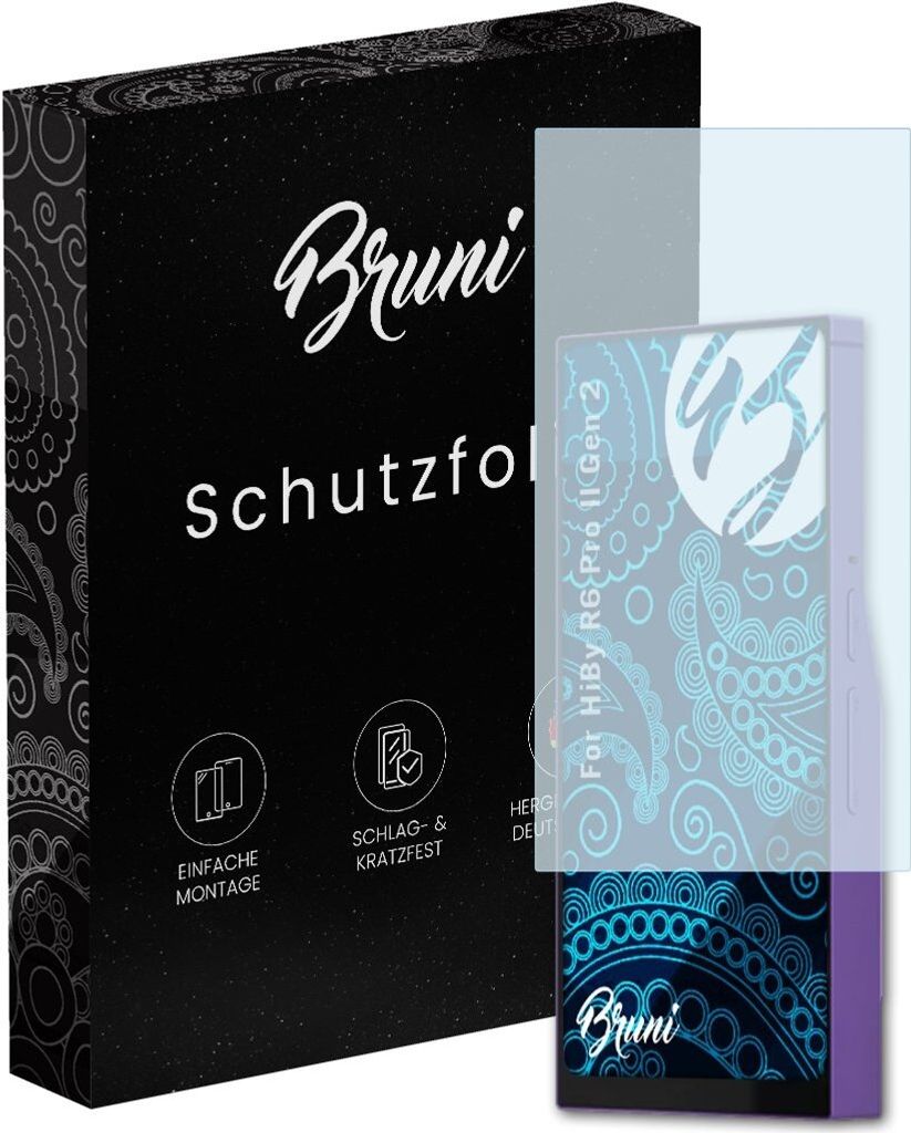 Bruni Basics-Clear 2x Schutzfolie kompatibel mit HiBy R6 Pro II (Gen 2) Folie