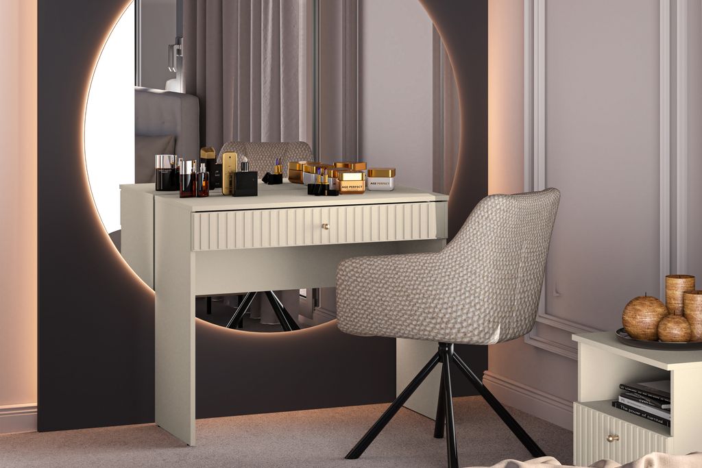 KONSIMO Schreibtisch "DROMA", Creme, Holz, ELEGANT, Produktbild 2