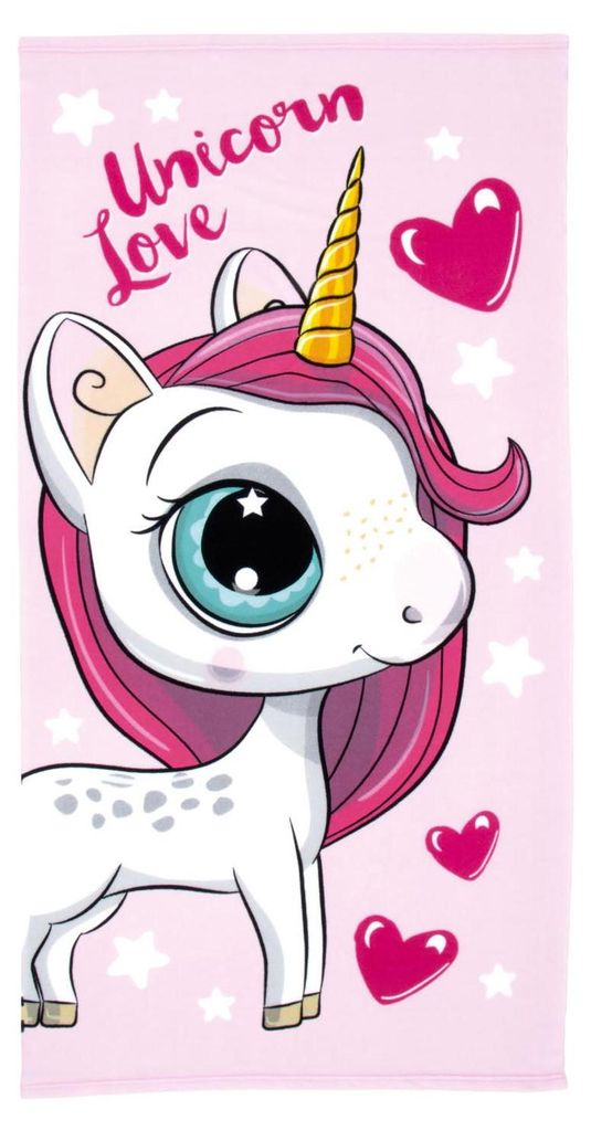 Badetuch unicorn Mikrofaser rosa 70x140 cm Einhorn Strand
