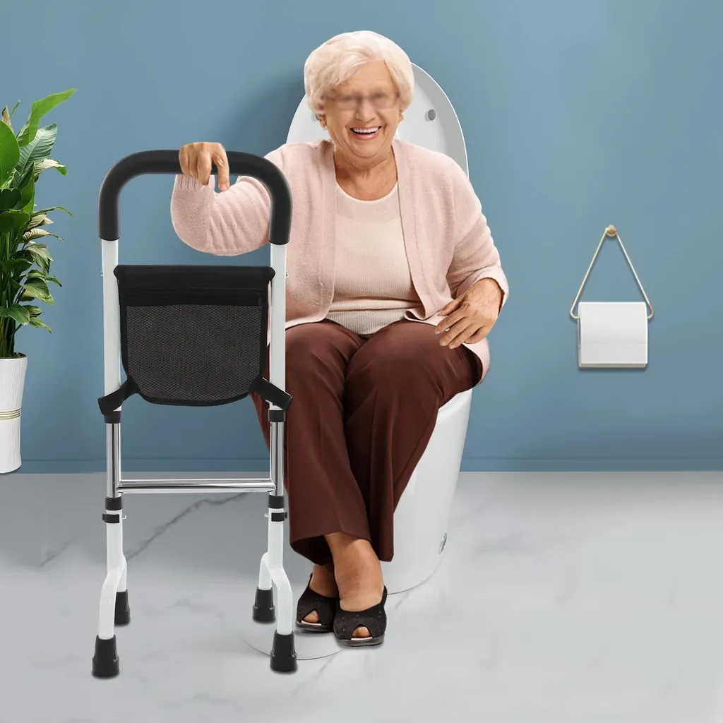 Poignée de lit médicale blanche avec socle en acier robuste