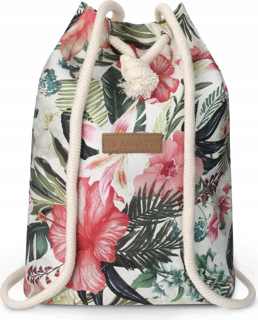 Zaino da donna con motivo floreale, piccolo zaino con coulisse, ZAGATTO, borsa per tutti i giorni con coulisse, 30x34x13 / ZG669