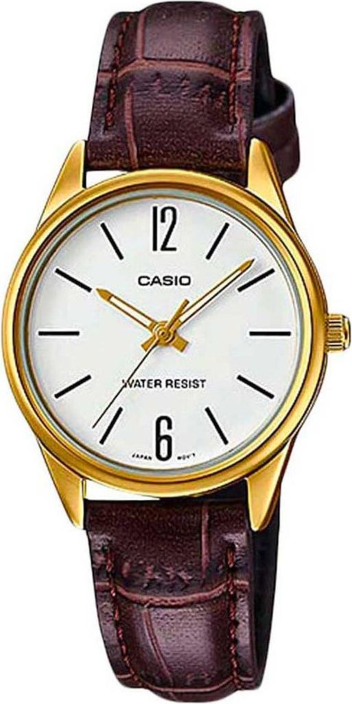 Casio #LTP-V005GL-7B Women's Standard Gold Tone Leather Band Analog Dress Watch