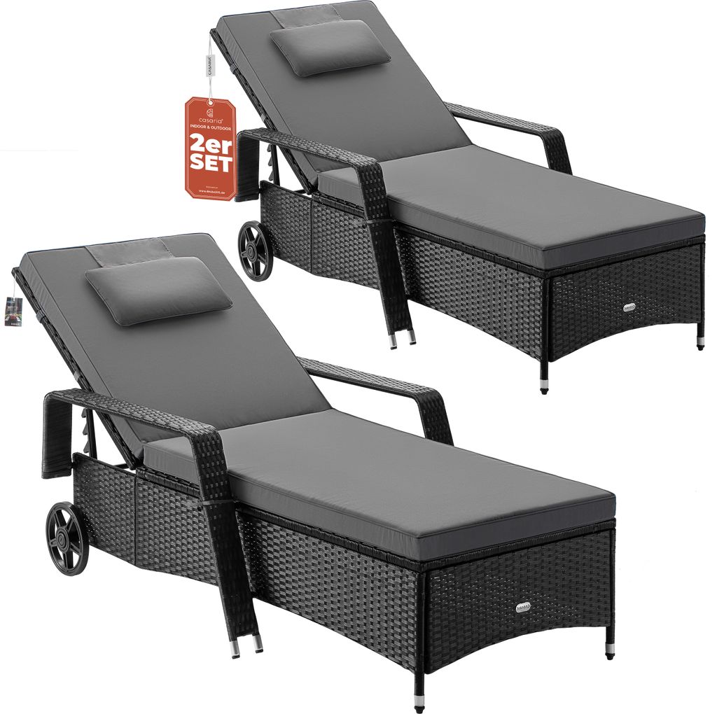 Casaria® Sonnenliege 2er Set mit Rollen 7cm Auflage Extra Produktbild 