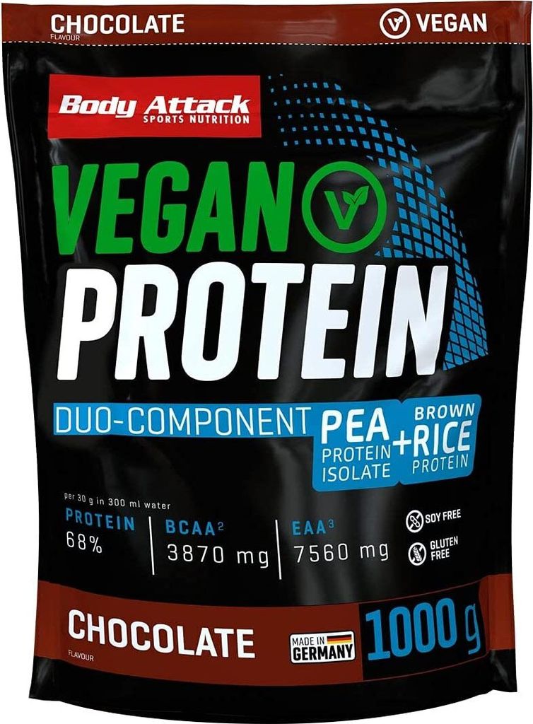 Body Attack Vegan Protein – 1000g-Beutel Chocolate