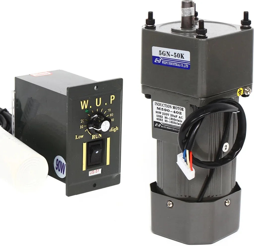 Motoréducteur monophasé 90W asynchrone avec arbre de 12mm et variateur