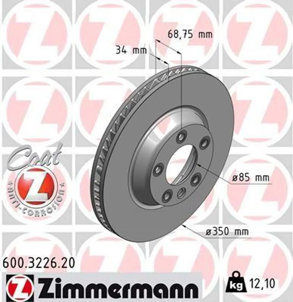 Disque de frein haute teneur en carbone Zimmermann 600.3226.20 Coat Z