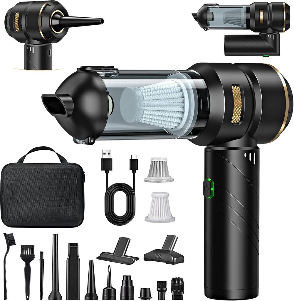 Handstaubsauger Akku 4-in-1,Auto Staubsauger ,25000PA Handstaubsauger Kabellos,3-Gang Bürstenlos staubsauger für Auto,PC,Sofa,Haus& Tierhaar Rein...