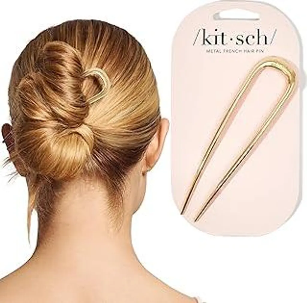 Forcina kitsch per donne – Elegante e resistente fermaglio in metallo per acconciature raccolte, chignon, crocchia e acconciature intrecciate, tenuta sicura, comodo | Idea regalo perfetta - Oro, 1 pezzo