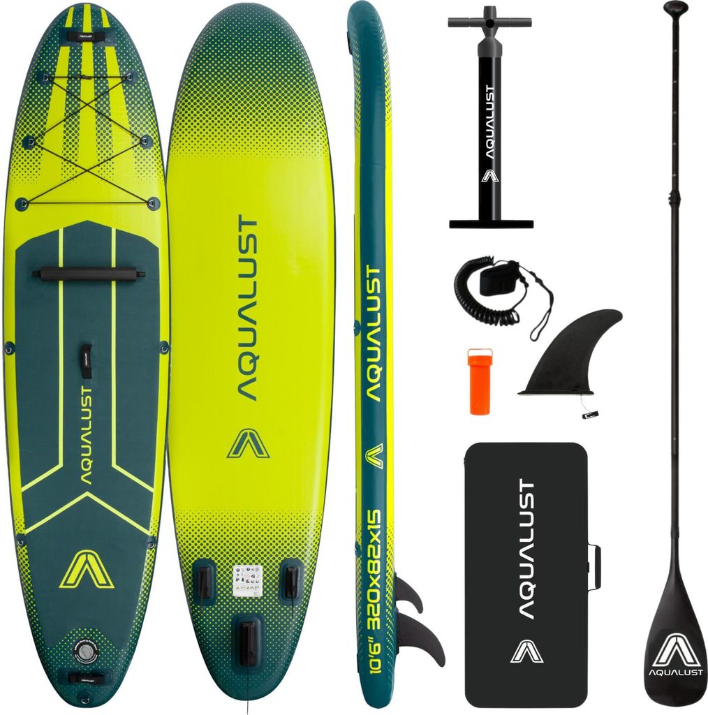 AQUALUST 10.6 iSUP Board Stand Up Paddle Surfboard aufblasbar Komplettset 320cm Paddle Board - Inhalt: Boardset+Stechpaddel
