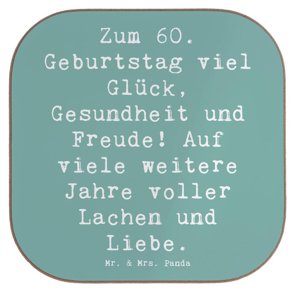 Mr. & Mrs. Panda Untersetzer Glas Spruch 60. Geburtstag Glück - Meeresbrise - Geschenk, Happy Birthday, positive Energie, Freude, für Gläser, Ta...