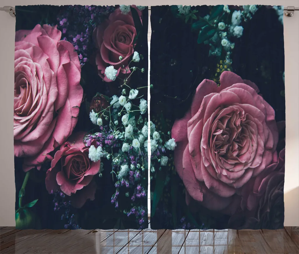 Grand Rideau Floral 280x225 cm, Impression Numérique Haute Définition