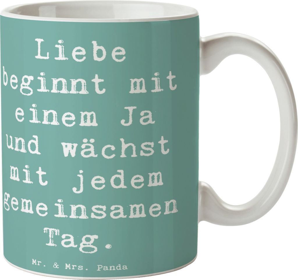 Mr. & Mrs. Panda Kaffeebecher Spruch Hochzeit Liebe - Meeresbrise - Geschenk, Becher, Tasse, Geschenke, Frühstücksbecher, einzigartig, Pott, Zusa...