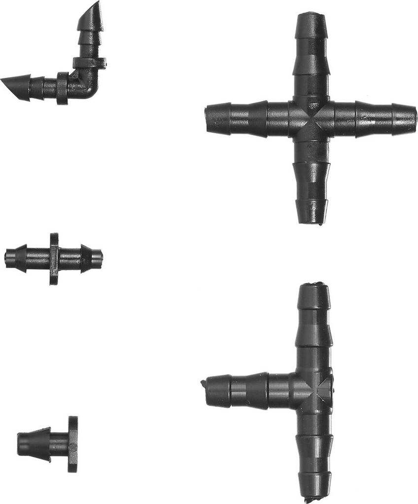 250 Stück Bewässerung Fitting Kit Tropfbewässerung Barbed Connectors Kompatibel mit 1/4-Zoll-Wasserschlauch-Anschlüsse für Garten Rasen Tropfs...