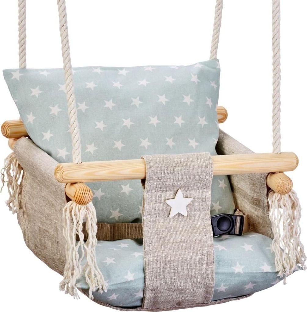 Love Gifts® Babyschaukel aus Holz hochwertig und geeignet Produktbild 