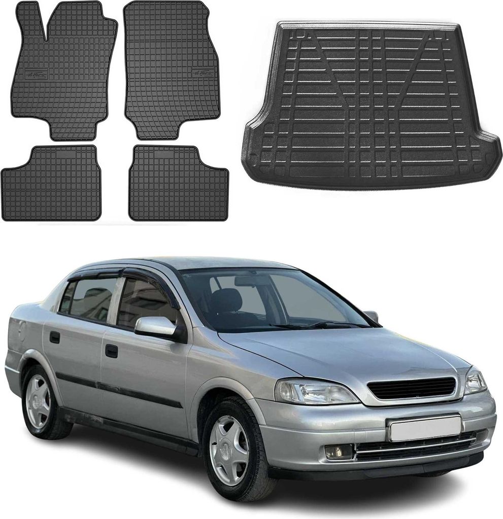 Fußmatten & Kofferraumwanne Set für Opel Astra G Caravan 1998-2004 Gummi 5x