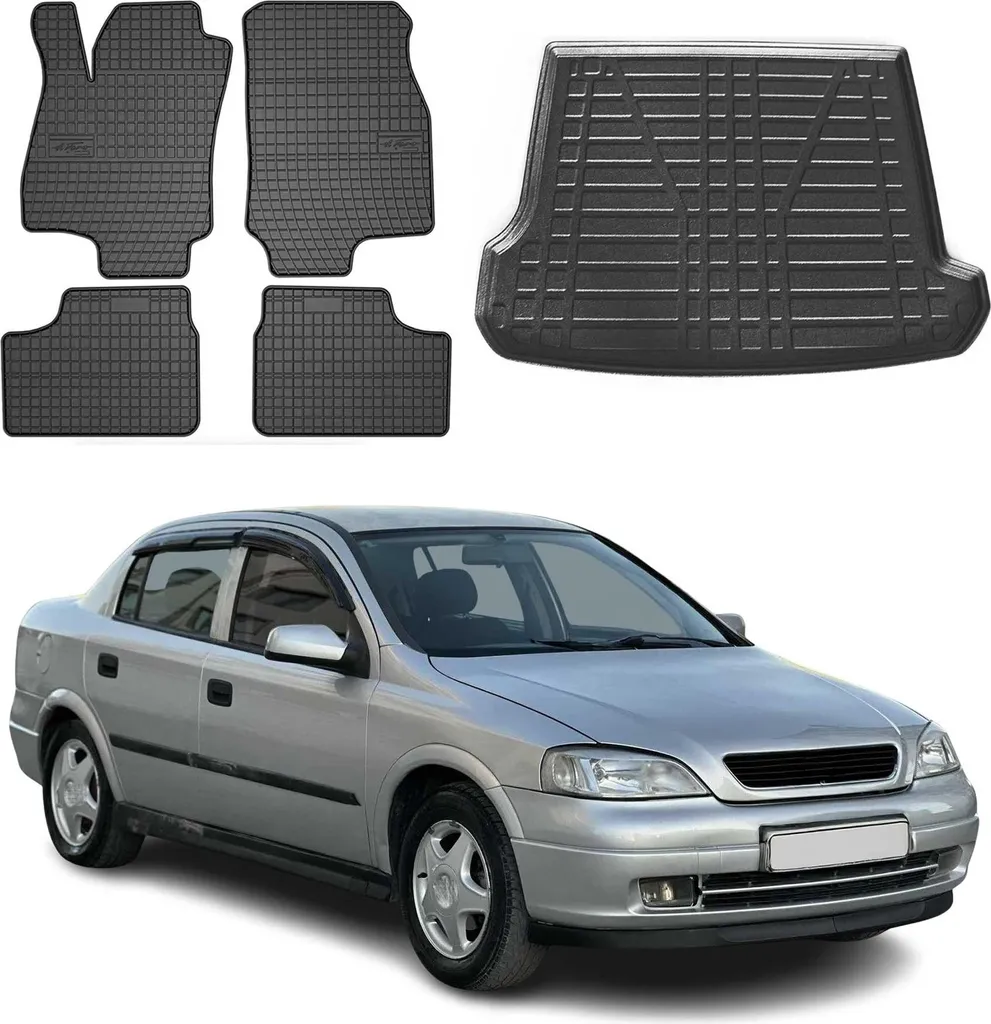 SMK Tappeti per bagagliaio adatto per Opel Astra II G 1998-2009 Sperimentate un nuovo standard di viaggio con il vassoio antiscivolo per il bagagliaio- Tappetino per stivali per diverse stagioni
