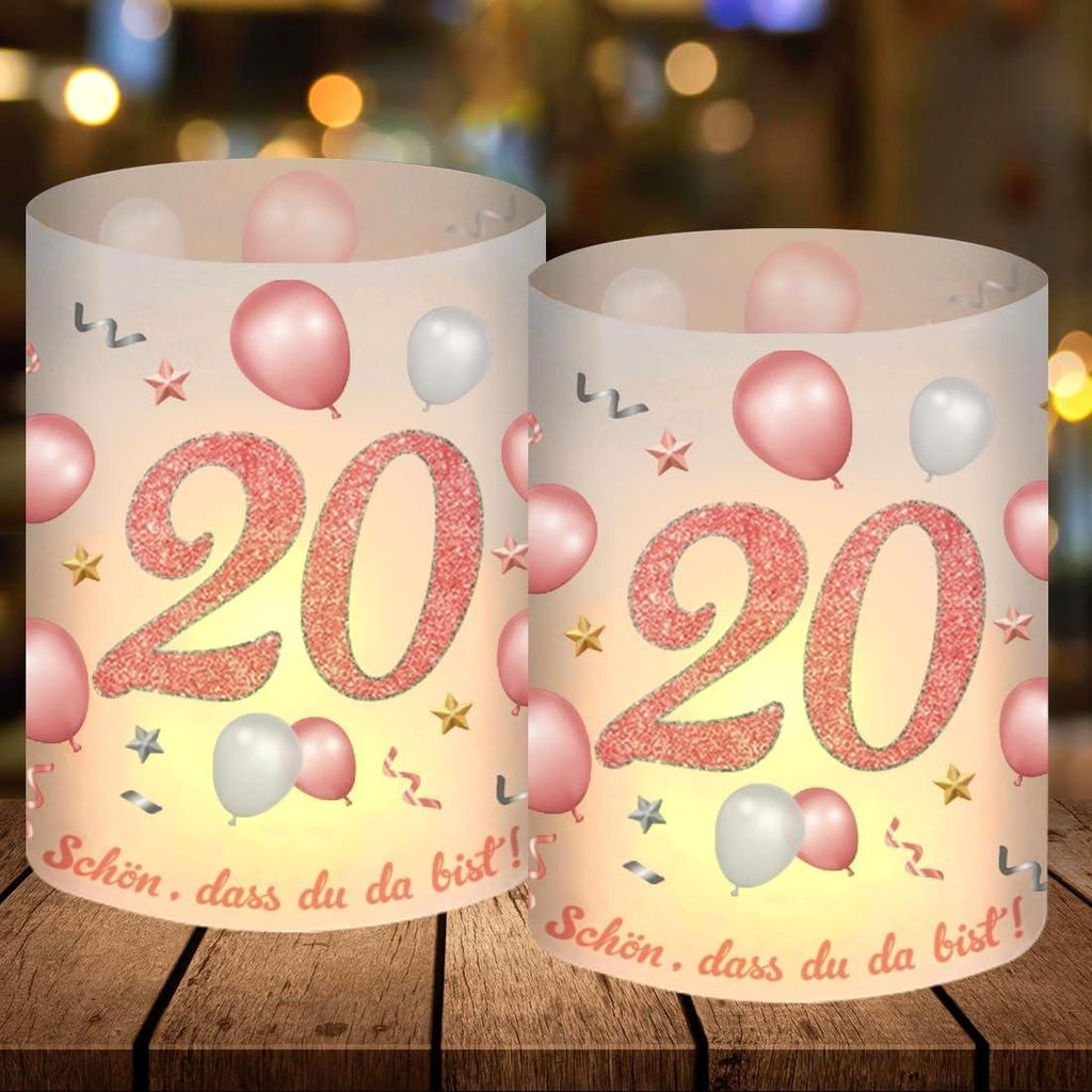 12 Windlicht Tischdeko Geburtstag Rosegold Deko für Mädchen, Teelichter oder Kerzen, Happy Birthday Tischdekoration
