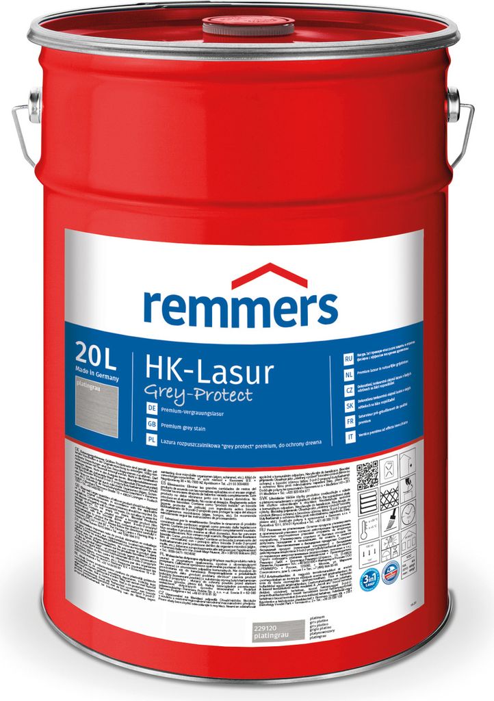 Remmers HK-Lasur 3in1 Grey-Protect platingrau (FT-26788) 20 l, Holzlasur aussen