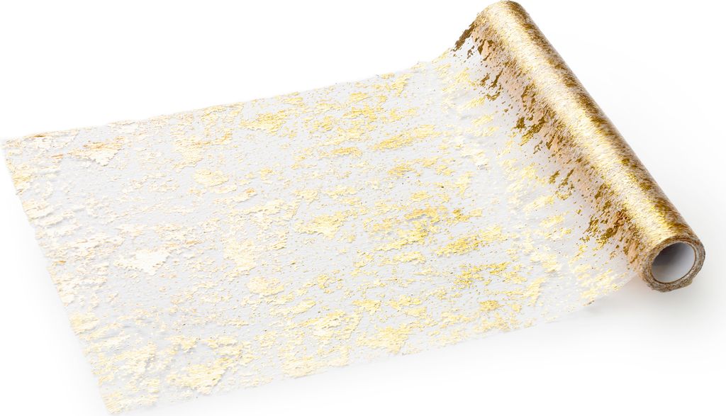 Tischläufer mit Goldmuster 36cm x 9m Gold / Transparent Produktbild 