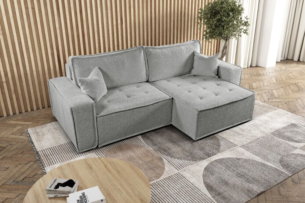 Kaiser Möbel L-förmiges Bohoo-Ecksofa mit Schlaffunktion Dunkelbeige Rechts