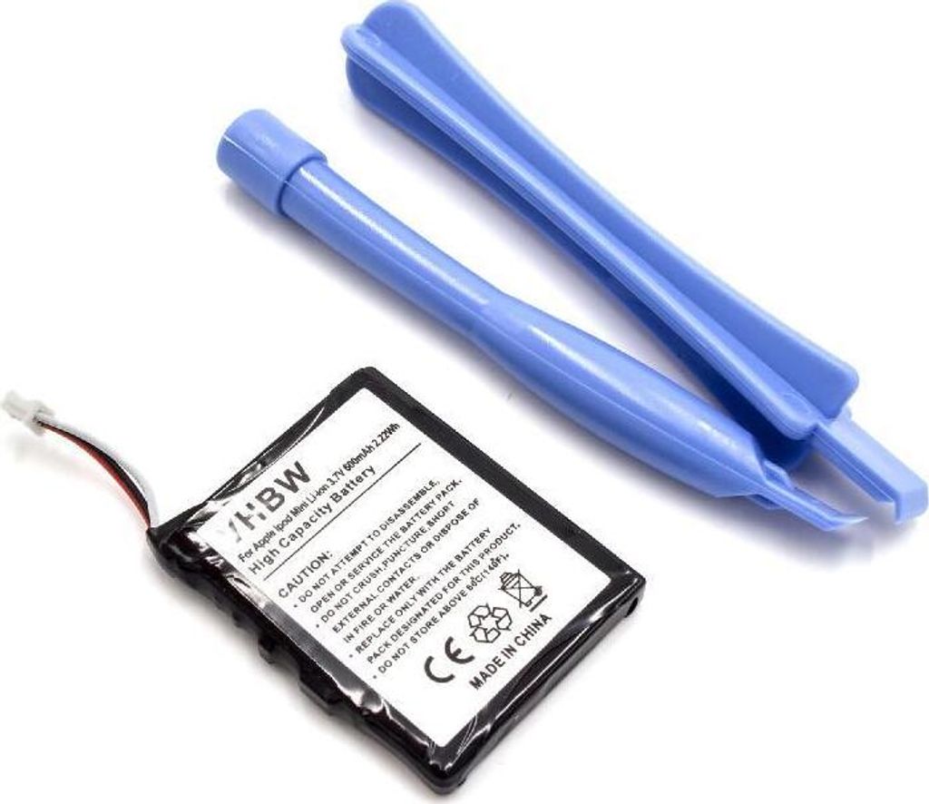 vhbw Akku kompatibel mit Apple iPod mini M9805FE/A, M9805KH/A, M9805J/A, M9805TA/A, M9805LL/A MP3-Player Musik Player (600 mAh, 3,7 V, Li-Ion)