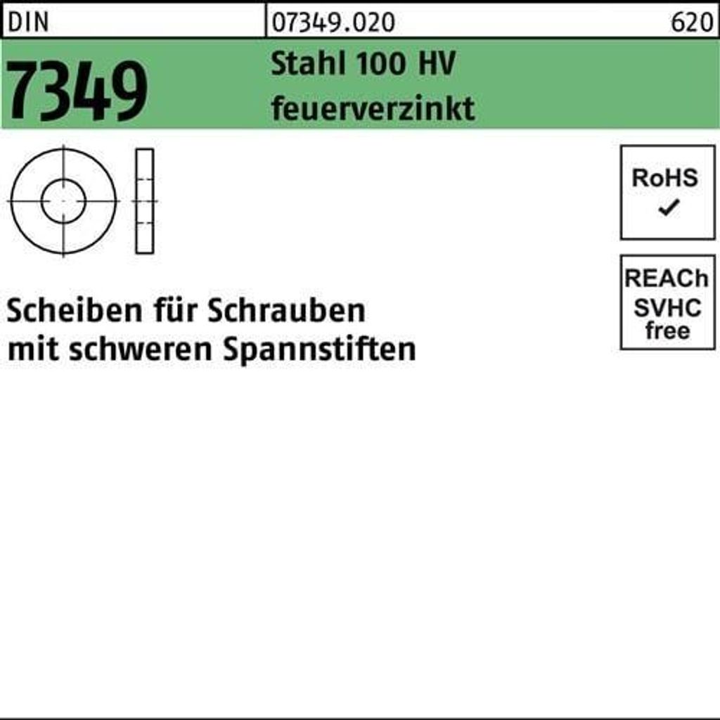 Reyher  Scheiben DIN 7349 St. 100 HV 31,0 tZn (25 Stück) Produktbild 