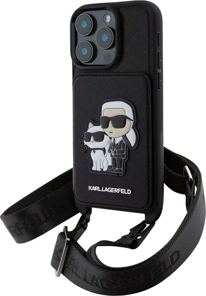 Karl Lagerfeld Saffiano schouderband. Telefoonkoffer voor Productafbeelding 