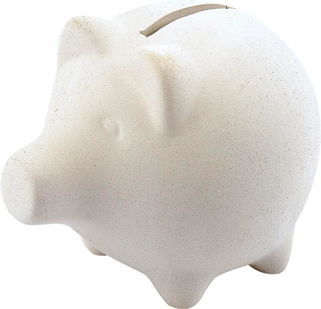 Tirelire Cochon en Céramique Blanche Classique - Modèle Standard 15cm