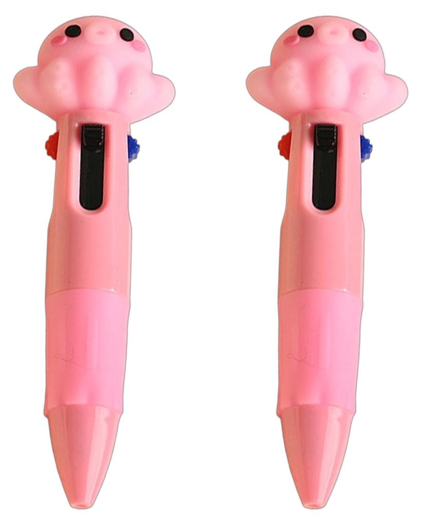 2 Mini-Kugelschreiber, 4-in-1, mehrfarbig, mit niedlichen 3D-Puppen-Aufsätzen, sanftes Schreiben, stressfreier Tragekomfort, ideal für Tagebuchei...