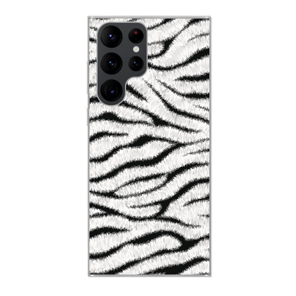 MuchoWow Handyhülle Schutzhülle Hülle für Samsung Galaxy S22 Ultra Tiermuster - Zebra - Weiß Silikon Softcase Handy Hülle - Abbildung