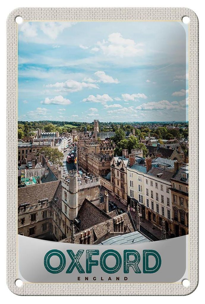 Blechschild Reise 12x18cm Oxford England Europa Innenstadt Schild