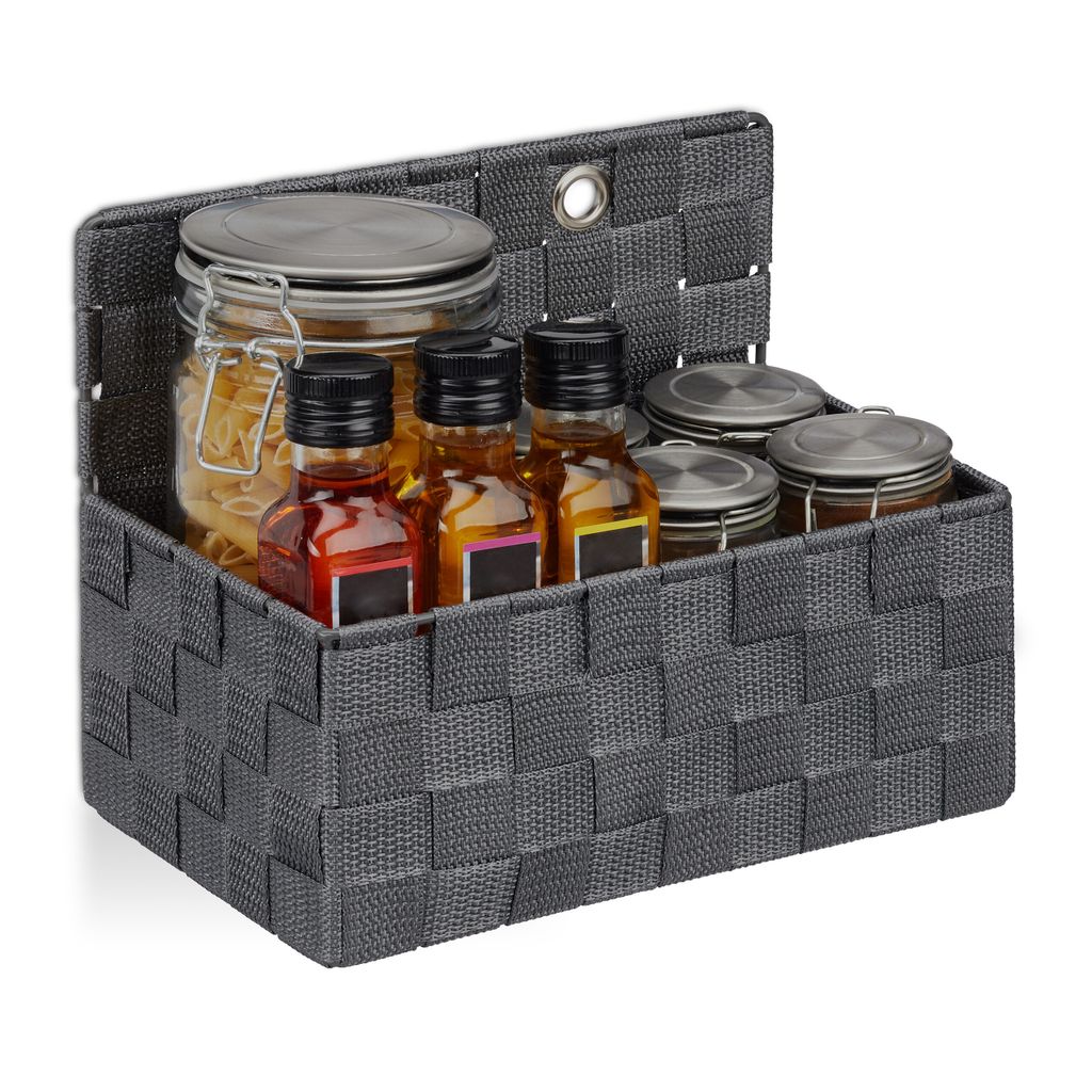 relaxdays 2 x Aufbewahrungskorb hängend grau