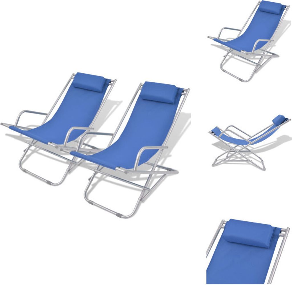 vidaXL Liegestühle 2 Stk. Stahl Blau - Sonnenliegen