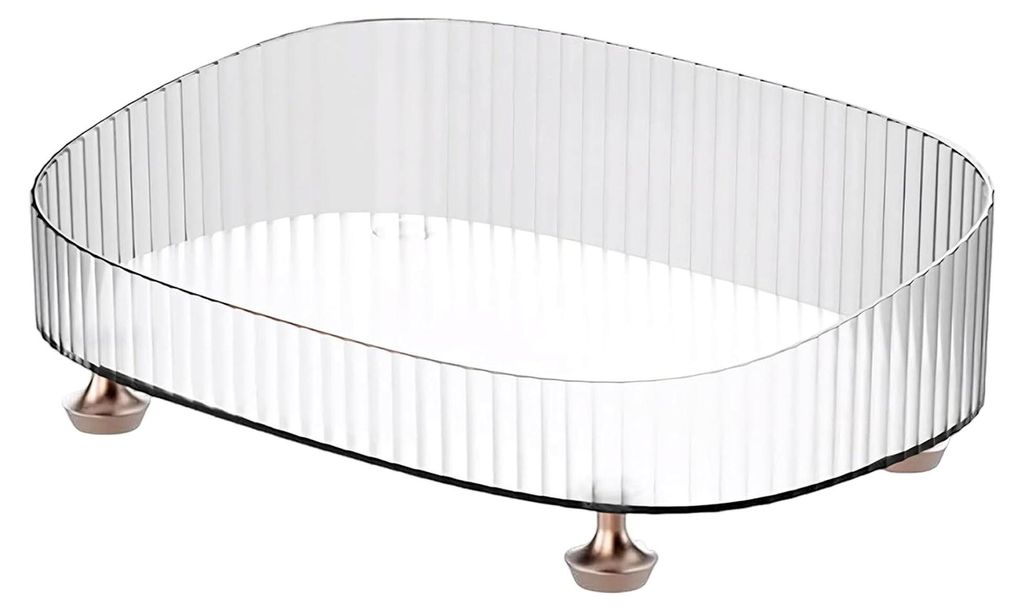 Parfüm-Tablett, 11 x 7 x 3, transparentes Badezimmer-Tablett, Arbeitsplatte, Schmuck, dekoratives Make-up für Kommode, Make-up-Organizer für Ker...