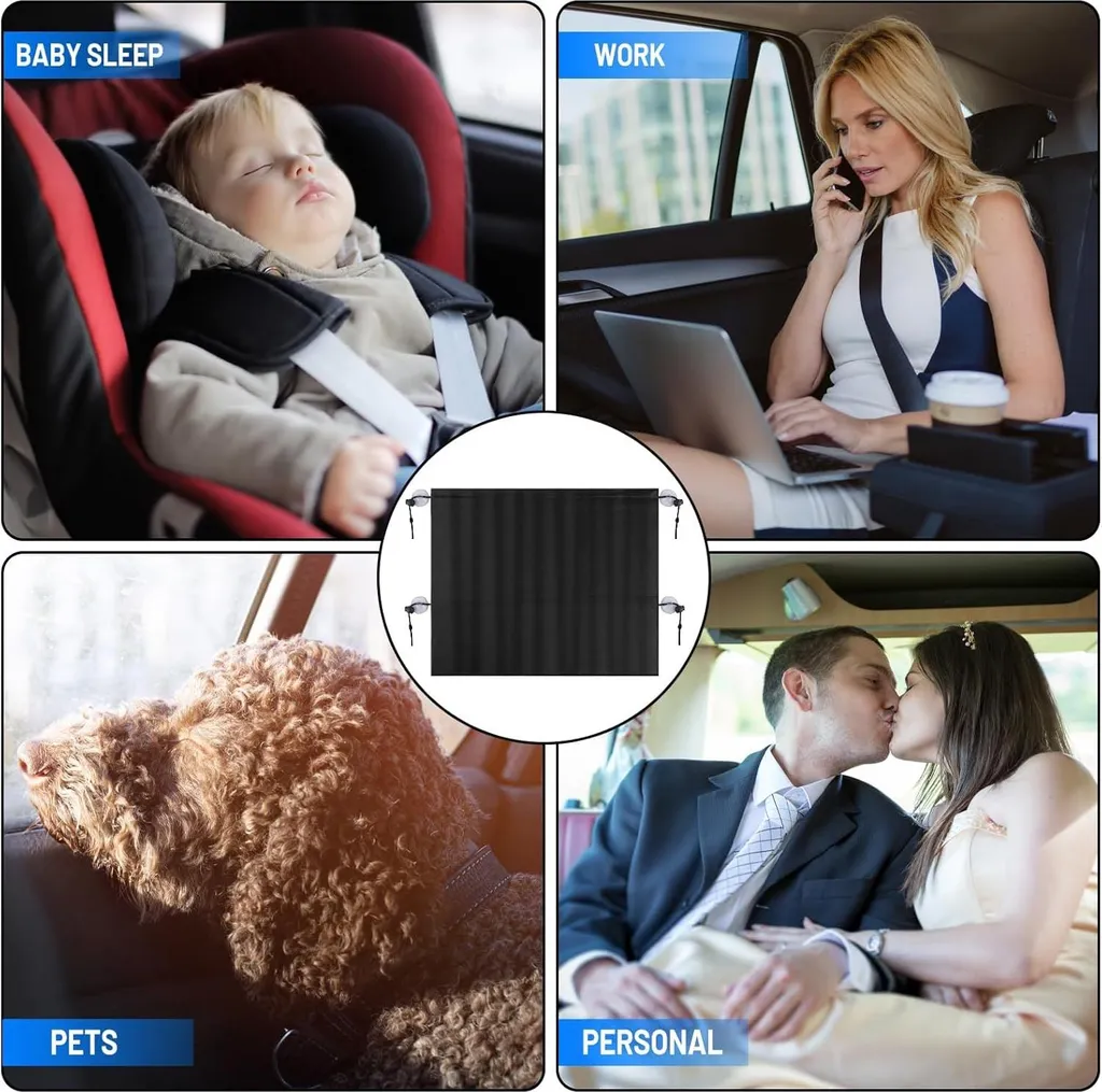 Pare-Soleil de Voiture Anti-UV et Chaleur - Rideau Latéral Obscurcissant x2