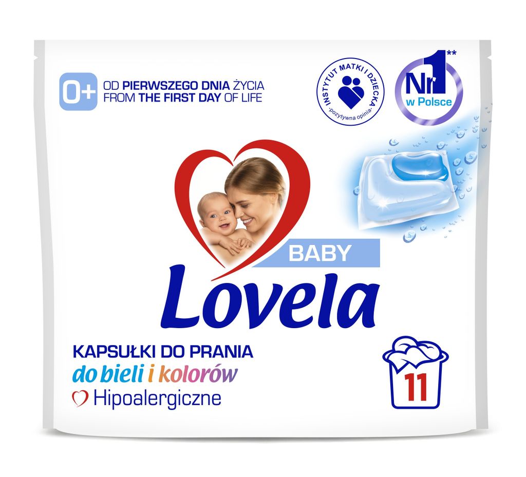 Lovela Baby, Kapsułki do prania bieli i kolorów, 11 sztuk